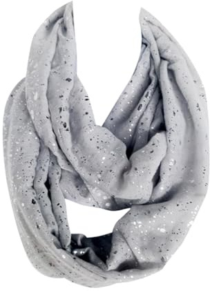 FSSTUD Circle Loop scarf Infinity Snood Light Weight Glitter Neck Wrap Soft Gauze Thin Casual Gray