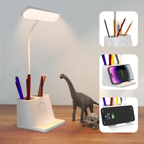 Duxivo Lámpara Escritorio LED, Cuidado Ocular Lampara Led Escritorio con Control Tácti, Flexo de Escritorio 5 Modos Regulable, Lamparas de Mesita de Noche