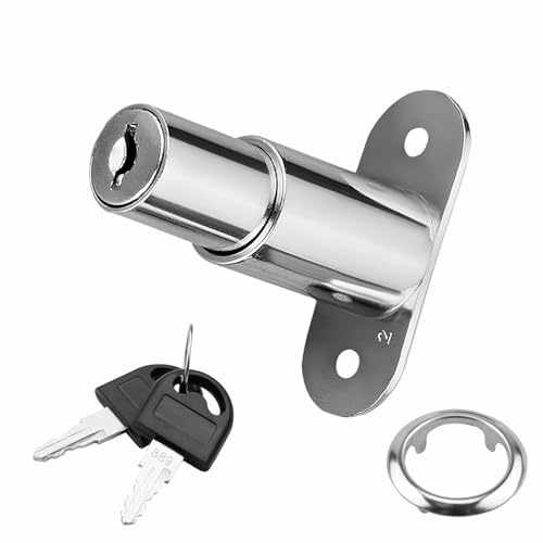 Cerradura de Armario Cierre de émbolo con Llaves Cilindro Cerraduras de Cajón de Zinc Aleación para Archivadores Armario Muebles de Vitrina Diámetro 19 mm