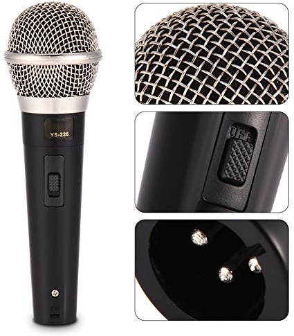 ERYUE Microfono Dinamico Professionale, Voce Chiara per Performance di Musica Vocale Karaoke con Diagramma Polare Super Cardioide Che Evita Efficacemente Rumori e Suoni a Raffica,