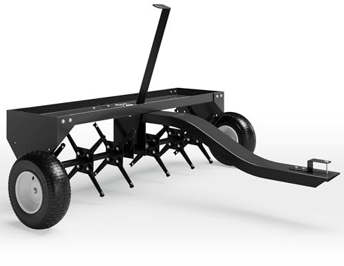 KYBOLT 40-Inch Tow Behind Plug Aerator for Lawn Tractor & ATV, 24 Steel Tines & 150 Lb Weight Tray, Universal Hitch with Inflatable Wheels, Effective Soil Aeration for Lawn, Garden, Farm