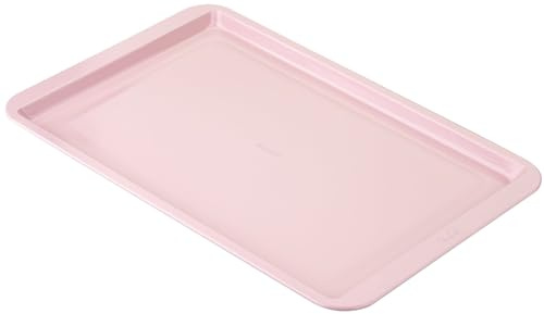 Fackelmann x Pamela Mogen bak- och kakplåt, 43 x 28 cm, pastellrosa, med non-stick-beläggning, för pizza och plåtkakor, värmebeständig upp till 230 °C, rengöring för hand