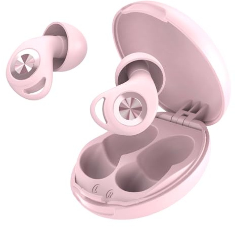 Tapones Oidos Ruido Dormir,45dB Tapones Oidos Cancelacion de Ruido Protección Auditiva para Dormir/Concentración/Conciertos, con 8 Reutilizable Puntas(XS/S/M/L) y Estuche, Rosa