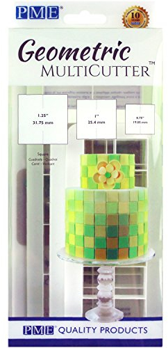 PME GMC144 Geometric MultiCutters for Cake Design - Square - Small, Medium & Large Size, Set of 3, White