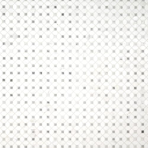 MSI Bianco Dolomite Dotty Polished Marble Mesh-Mounted Mosaic Tile for Kitchen Backsplash, Bathroom Wall, Accent Wall, and Shower