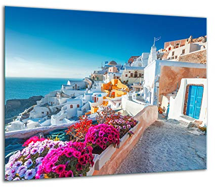 TMK Plaque de recouvrement, 60 x 52 cm, en verre, décorative, pour cuisinières électriques, à induction, anti-éclaboussures, planche à découper, paysage