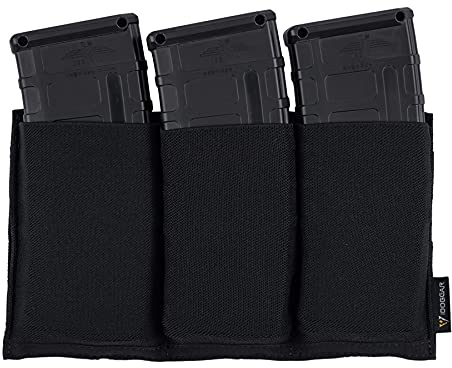 IDOGEAR Dreifach-Mag-Tasche Elastische Molle Magazin Taschen Open-Top Träger für M4/M16/AR/AK Gewehr Magazine (Black)