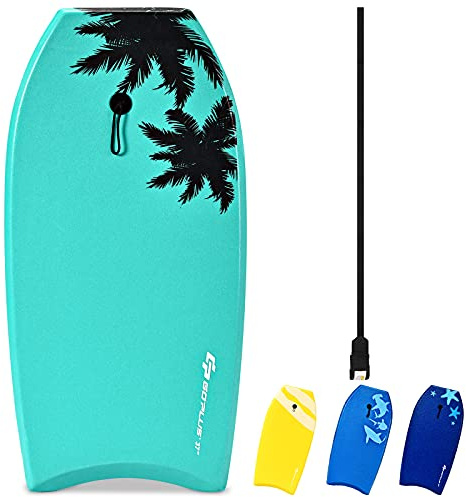 RELAX4LIFE Tabla de Natación Portátil de XPE HDPE con Cuerda de Sujeción, Tabla de Surf Antideslizante para Niños y Adultos Unisex, Bodyboard para Piscina y Playa (94x47x5,5cm, Modelo 1-M)