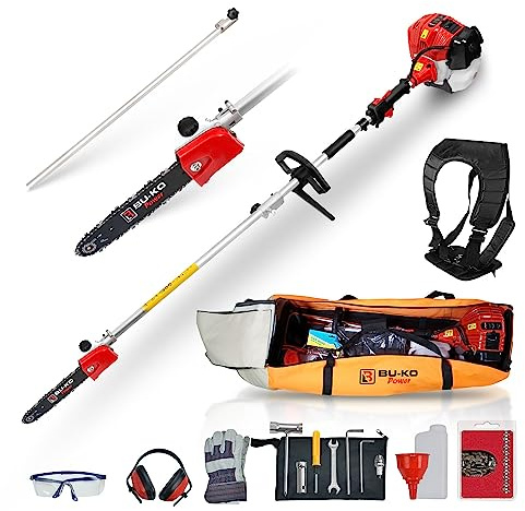 BU-KO 52cc Accesorio de Sierra de podar de Gasolina de Largo Alcance de y Barra de extensión de 75cm con Bolsa de Herramientas para un Almacenamiento Conveniente
