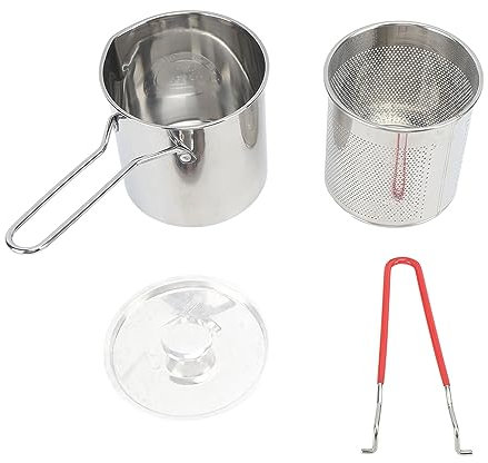 Olla de Freidora Profunda Pequeña de Acero Inoxidable Duradero con Estilo Japonés Olécranon, Olla para Freír de Cocina con Ahorro de Aceite, Puerto Pequeño para Cocina (1#)