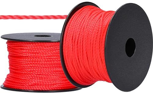 ToolSpace Cordone per muratori - 50m x 1,6mm - Rosso - Polipropilene di seta - Cordone di livellamento - Filo a piombo - Cordone per intonaco di forza - Durevole e resistente agli strappi