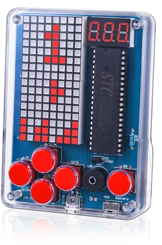 PEMENOL DIY 4 Klassische Spiele Spielekonsole Elektronik Bausatz Handheld Game Console mit Acrylgehäuse Löt Bausatz für Anfänger Erwachsene und Bildung Spaß Löten Lernen Set Geburtstagsgeschenk