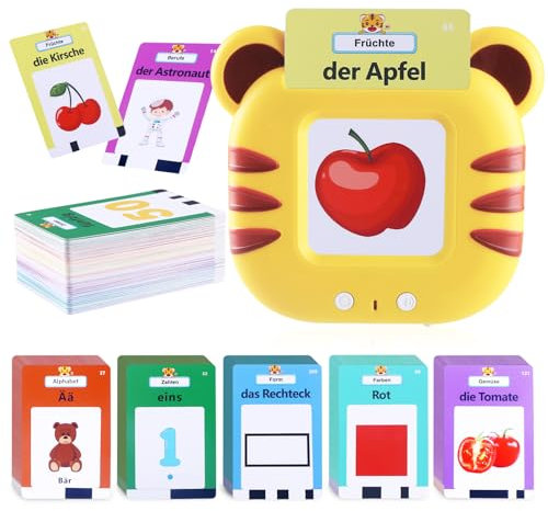AGSTMG Lernspielzeug Sprechende Flash Karten Deutsch Sprechende Lernkarten Deutsch Montessori Spielzeug Lernspiele 224 Wörter Lernen Alphabet ABC/Zahlen/Farben Spiele für Kinder ab 2 3 4 5 6 Jahre