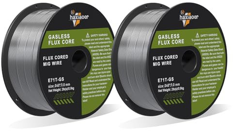 haxiaoer Alambre de soldadura MIG de 1,0 mm, 2 kg, D100, 2 rollos de alambre de relleno sin gas para soldadora MIG/MAG FLUX, E71T-GS