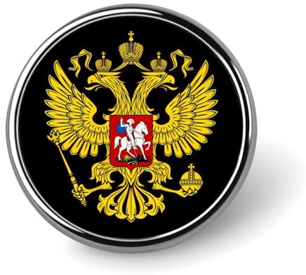 Escudo de armas de Rusia Broche redondo Pin de solapa Corbata Traje Accesorios de vestir para hombres mujeres Boda Cumpleaños