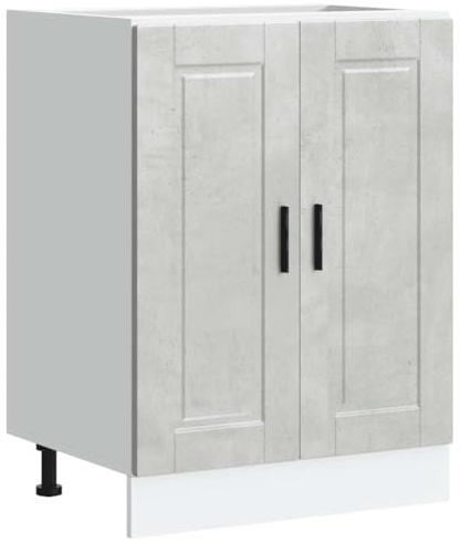 vidaXL Mueble bajo de Cocina Porto Gris Cemento Madera reconstituida, Mueble bajo de Fregadero, Mueble bajo de Cocina con Puerta, Mueble bajo de Fregadero