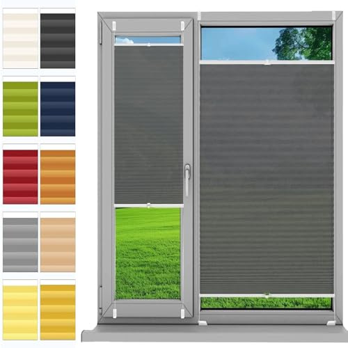 Tenda Plisse con Foratura Plissettata 38 x 135 cm, Protezione da Sole e Indiscreti, Tenda Plissettata Personalizzabile, Tenda a Rullo Plissettata, per Finestre, Grigio