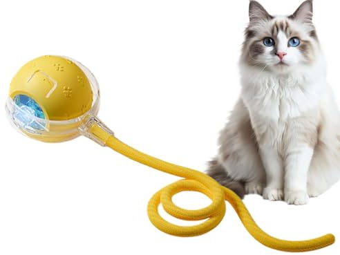 Boule de Jouet Interactive pour Chat, Boule de Jouet pour Chat d'intérieur - Balles de Jouet pour Chats à roulement Rapide pour Chatons - Cat Teaser Ball Cat Toys 3 Mode Div