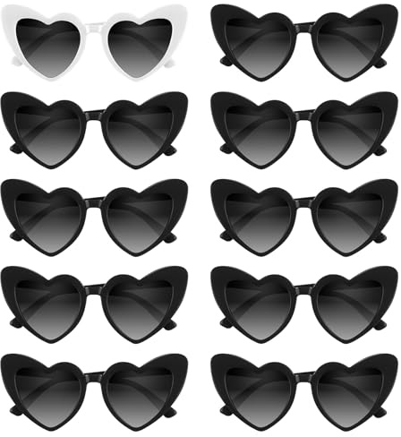 BOUBONI Paquete de 4/6/8/10/12 lentes de sol de despedida de soltera con forma de corazón vintage para mujer, fiesta nupcial, boda