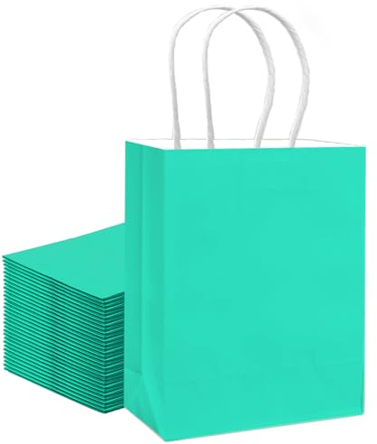 Gcardist 24PCS Sacchetto regalo medio con manici all'ingrosso 21x11x27.3cm, sacchetto regalo verde chiaro, multiuso (21x11x27.3cm, medio)