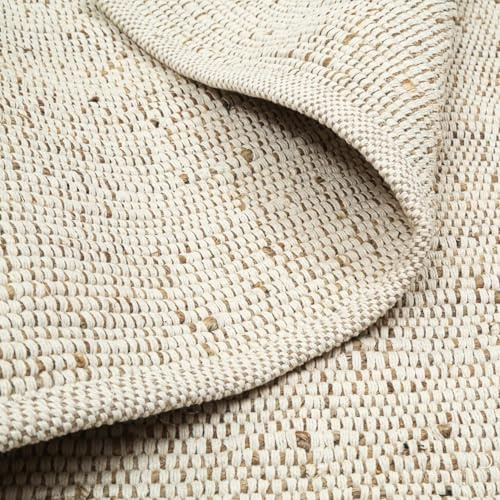 FURNISHFUL FINESSE Braided Jute Runner, 60x180cm Hand-Woven Area Rug, Reversible Jute Cotton Blend Rug, Natural Fiber Hallway Pass Rug, Farmhouse Style Carpet for Kitchen, Bedroom, Entryway