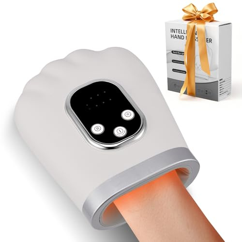 Hand Massager with Heat and Compression, 3 Massages | 3 Temperatures | Red/Blue Light | Auto Off, Cordless Finger Hand Massager for Arthritis, Carpal Tunnel, Pain Relief, Relax, Gift for Women Men