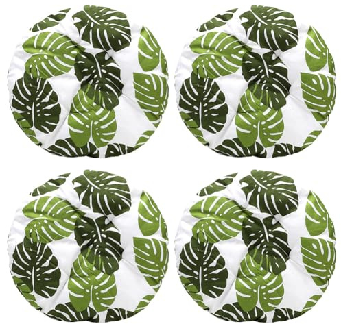 Tutamaz - Set di 4 cuscini per sedie, rotondi, comodi, 40x40x3 cm, cuscino da terra rotondo, cuscino per sedia per interni ed esterni per sala da pranzo, soggiorno, studio (motivo a foglia di banana)