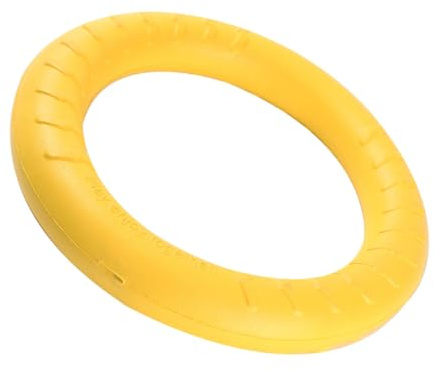 TOYANDONA Juguete para Perros Anillo Elástico de Plástico Eva 19 Cm Amarillo para Exteriores, Interactivo y Seguro para Morder, Suministros para Mascotas, Juego al Aire Libre