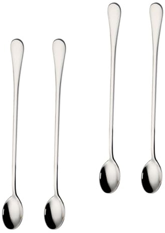 OHPHCALL Set da 4 Cucchiai per Ghiaccio in Acciaio Inox 24 Cm Manico, Paletta per Mescolare e Forniture da Cucina per Uso Domestico e Bar