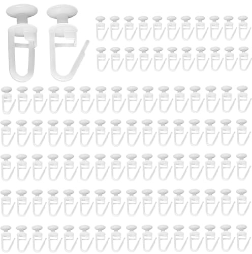 150 Piezas Ganchos Cortinas con Diseño de Hebilla, Deslizadores de Cortina de Plástico Resistente para Riel Cortina Estándar, Ganchos para Cortinas Ideales para Separador de Ambientes y Ducha