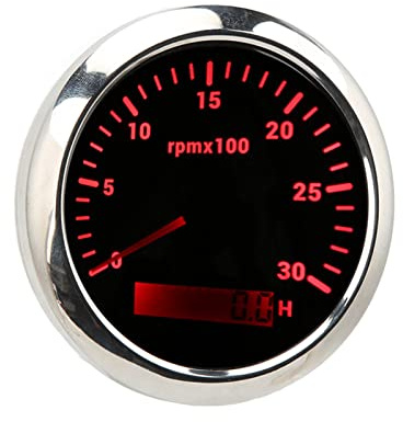 Yosoo Health Gear 85 Mm Varvräknare Vattentät Mätare med Timräknare och Rött Bakgrundsbelysning 0-3000 Rpm för Båtar Husbilar och Yachter