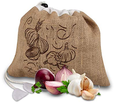 FACKELMANN Obst-/Gemüsebeutel klein, Beutel: Jute/Polyester, Braun/Weiß, ca. 27,5 x 23 cm
