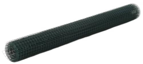vidaXL Drahtzaun, Gartenzaun mit PVC-Beschichtung, Drahtgitter Wasserdict Wetterfest, Maschendraht Wildzaun Gitterzaun, Grün Stahl