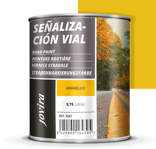 JOVIRA PINTURAS Pintura Señalización Vial. Pintura especial para la señalización del tráfico, ideal para pasos de peatones, aparcamientos, bordillos, vados (750 Mililitros, Amarillo)