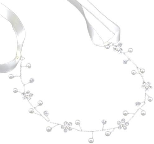 Beaupretty Hochzeit Kopfschmuck Kristall Strass Braut Stirnband Brautschmuck Haare Mit Spitzenband Haarreif Hochzeit Für Frauen Madchen Silber