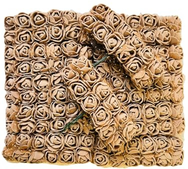 144 fiori artificiali in schiuma di rose marroni fiori da sposa fiori finti fai da te bouquet da sposa di compleanno festa di matrimonio fiore disposizione centro pezzi decorazione