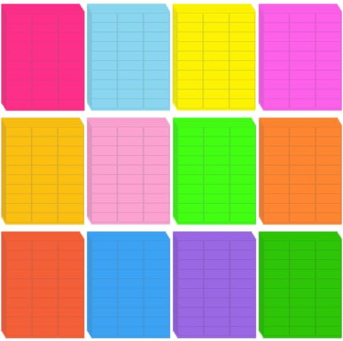 Geyee 1800 Pcs Fluorescent Address Labels Colored Address Labels 1'' x 2-5/8'' Neon Color Printable Stickers for Printer Return Mailing Shipping Message(Multicolor)