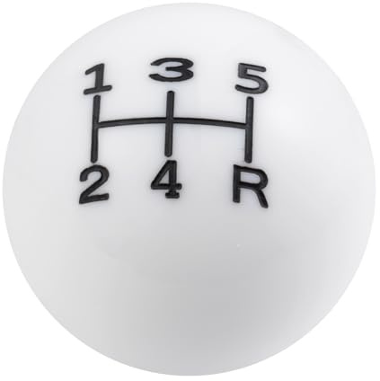Lunsom 5 Speed Shift Knob, Round Ball Gear Strick Knob Resin Shifter Lever Head Compatible with Manual Car,3 Adapters，White and Black