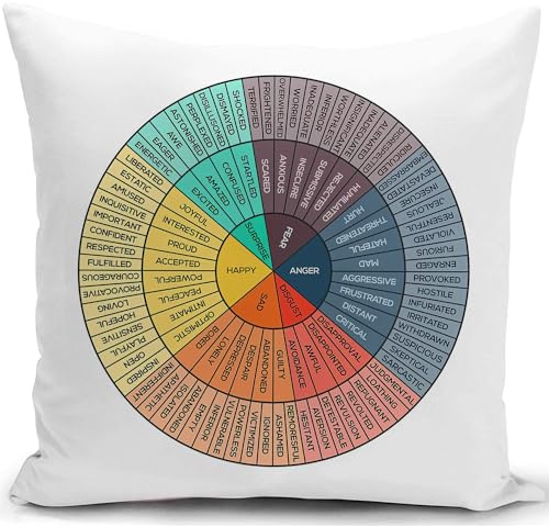 KUNQIAN Funda de Almohada de Rueda Emocional, Área de Gestión Decorativa, Regalo para Terapeuta, Decoración de Sala de Estar y Oficina, 40x40cm