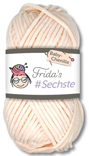 Frida's Wollhaus Frida's 50 g #Sechste Baby-Chenillegarn Stricken Häkeln Wolle Amigurumi samtig weich 30 Farben (779 | Helles Apricot)