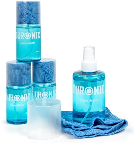 Duronic Screen Cleaner SCK104, Cleaning Spray for Laptop, TV, Computer Monitor, Glass Screens, Smartphone, Tablet & E-book reader 4 x 200ml Computer Screen Cleaning Solution