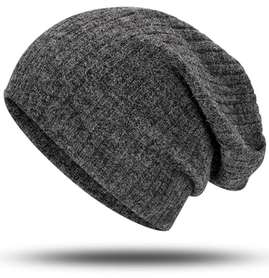 Kiiwah 1 Pieza Gorro Hombre y Mujer, Gorros Cálidos de Invierno, Beanie clásico Slouch, Cómodo Gorra de Punto Unisex, Gris