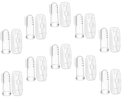 FOYTOKI 10sets Finger Toothbrushes Soft Silicone Boy Girl Oral Massagers with Storage Cases Dual-Sided Design for Teething Cleaning -Grade Material for Healthy Habits