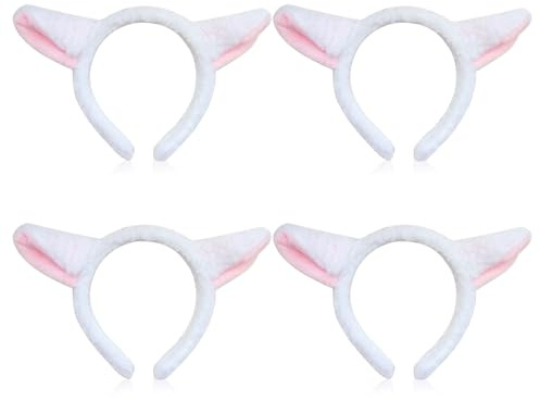 FUIPVGI 4 Pieces Animals Headband Animal Shaped Headband for Adults Sheep Animal Accessories Halloween Cosplay Costume Party Decoration for Adults, Children (4 Pieces), white, 23 x 14 cm