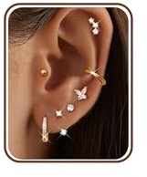 Diamday 7 Paires Boucles d'Oreilles Femme Acier Inoxydable Piercing Oreille Boucles d'Oreilles Femme Or Argent Creoles Bijoux Acier Inoxydable Hypoallergénique Helix Conch Tragus Piercing Oreille