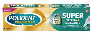 Polident Super Tenuta+Sigillante Sigillante per Protesi Dentale Gusto Menta, 40g