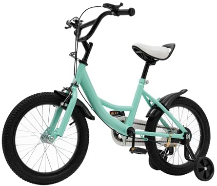 GDSKR Bicicleta infantil de 16 pulgadas, altura ajustable con ruedas estabilizadoras extraíbles, para niños y niñas, unisex, con estabilizadores, frenos delanteros y traseros