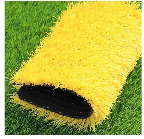 Alfombra de césped artificial para exteriores, 3 cm de grosor, color amarillo, realista, para decoración de pared de balcón, valla de telón de fondo (20 x 59 pulgadas)
