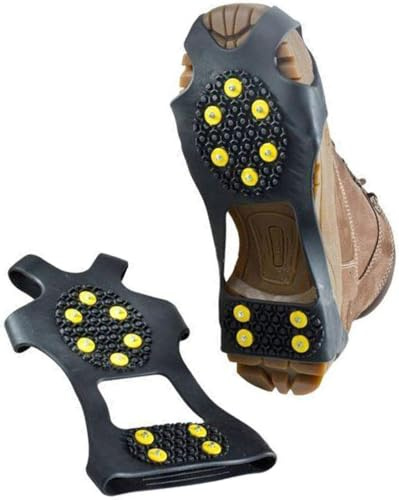 Ice Grippers Anti Slip Shoe Crampons with 10 Steel Spikes – Stretch Fit Snow & Ice Cleats for Boots & Trainers – Lightweight Foldable Traction Aids for Hiking & Outdoor Safety (S–XL) (Extra Large)
