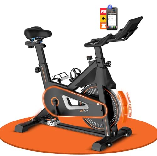 DH FitLife Vélo d’appartement ergomètre | Hometrainer silencieux à résistance magnétique | Capteur de pouls & APP | Guidon amélioré, écran/moniteur | 150–195 cm